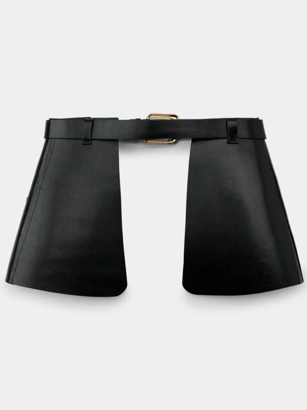 ZARA 100% Black Leather Skirt Belt with Side Pockets